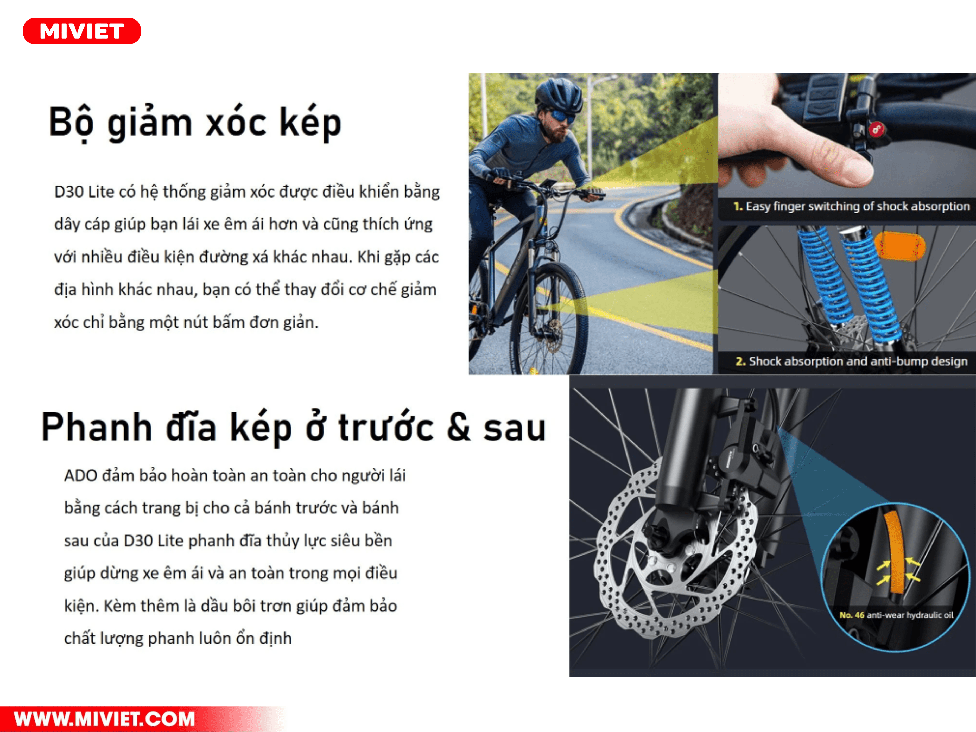 Sử dụng phanh đĩa kép cả trước và sau 