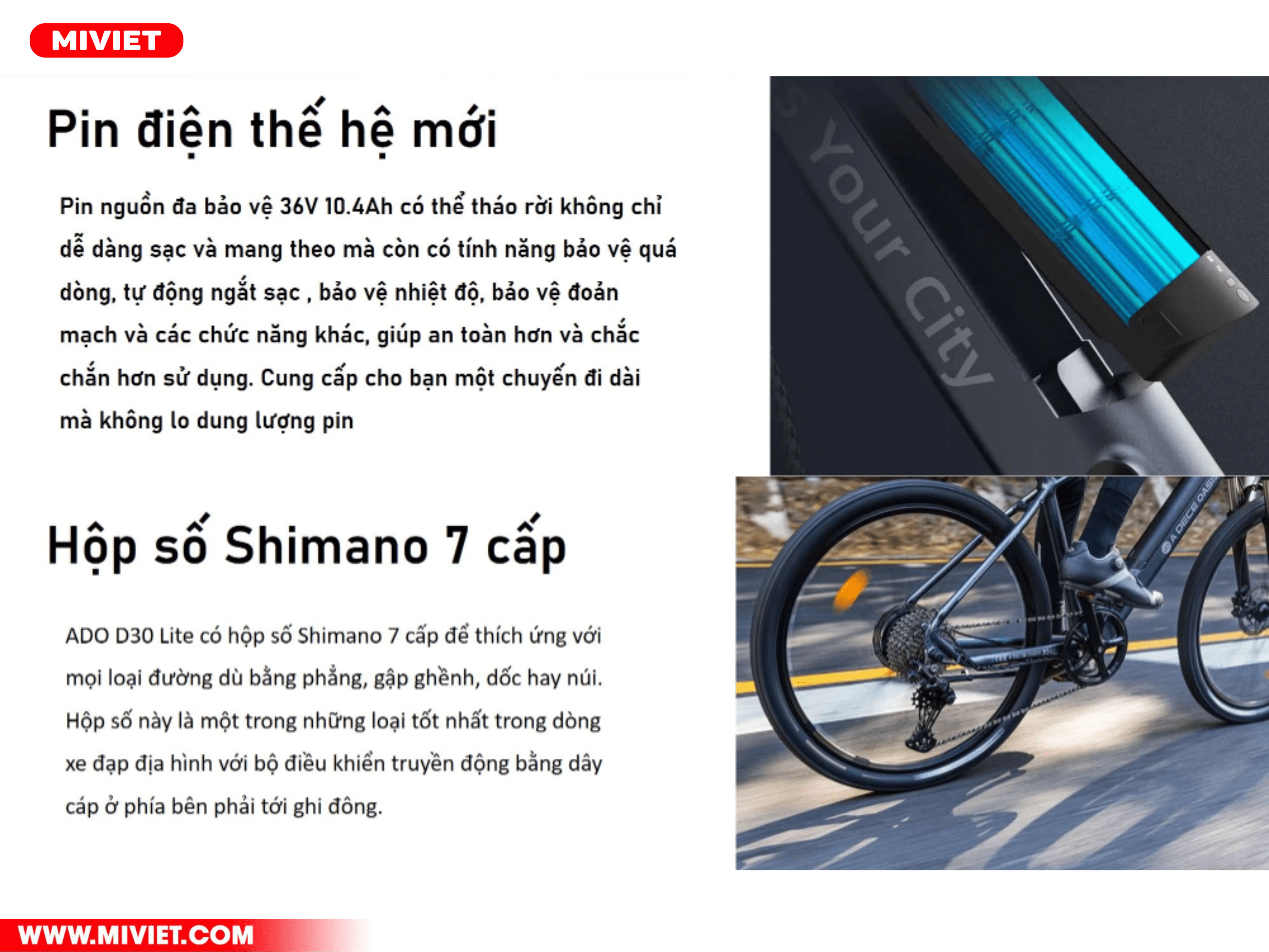 Hộp số Shimano 7 cấp độ và Pin thế hệ mới 