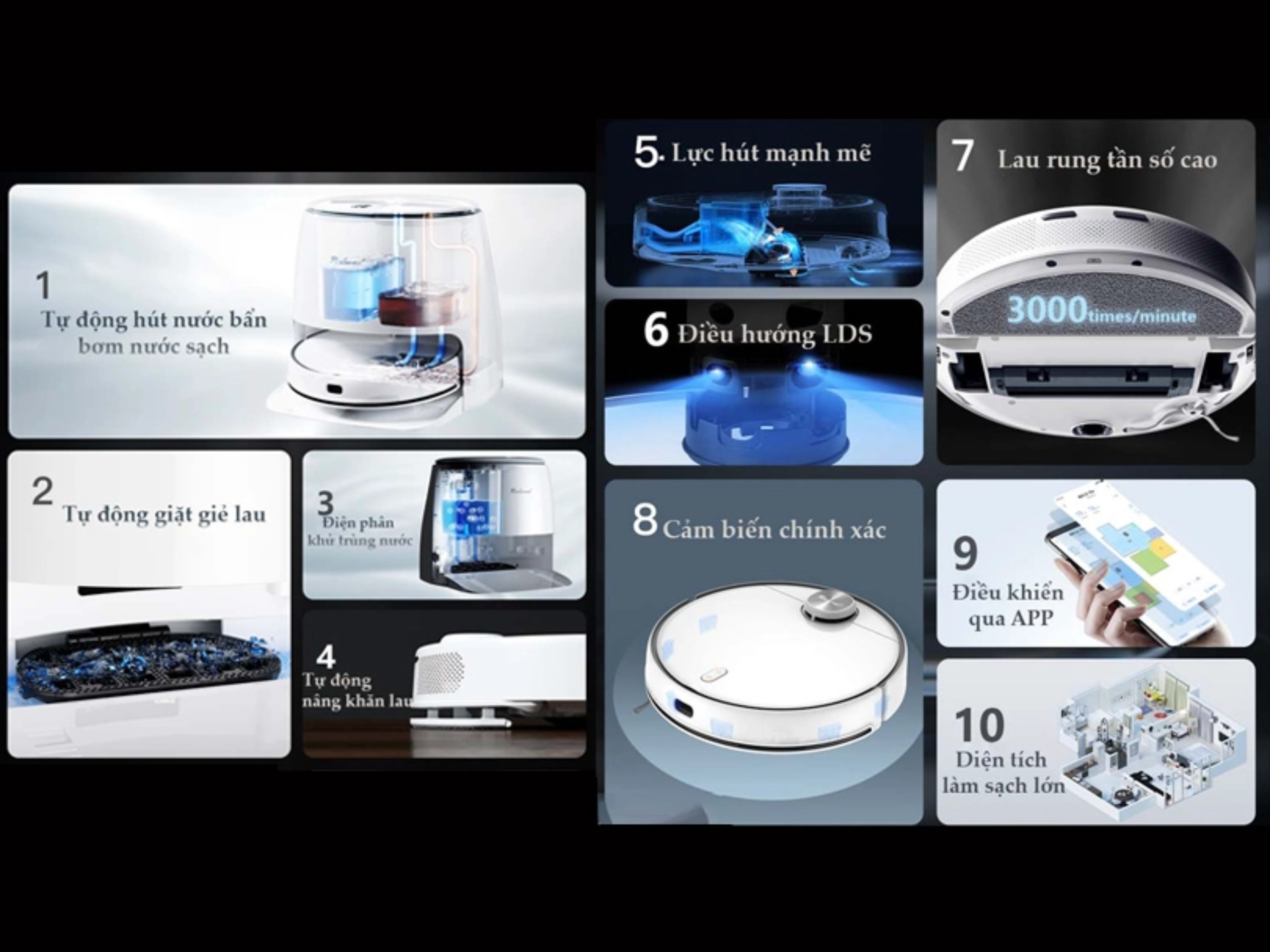 Thông số kỹ thuật của Robot Hút Bụi Lau Nhà Redroad G10