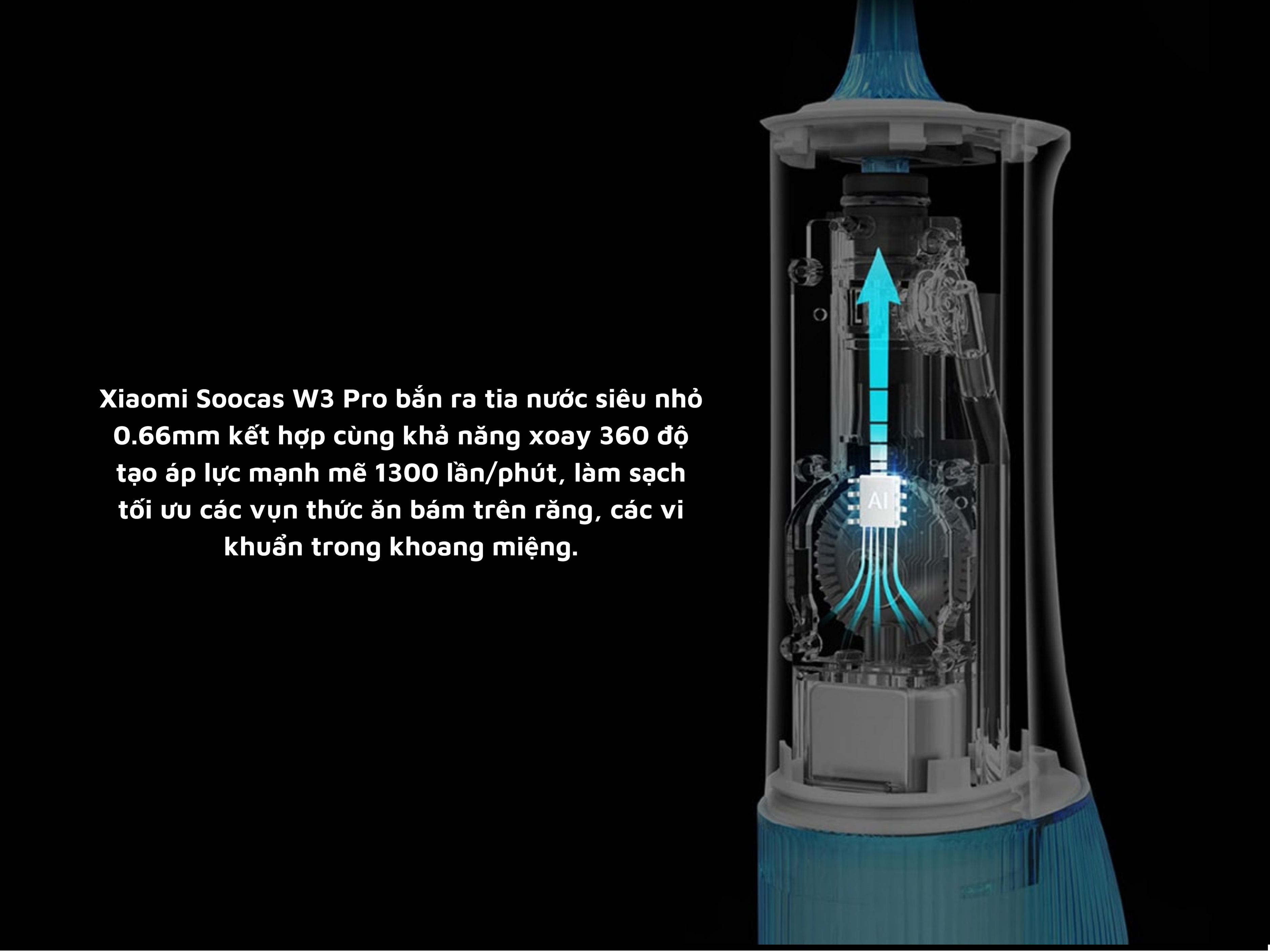 Tăm nước Xiaomi Soocas W3 Pro Chính Hãng Áp lực nước mạnh mẽ, hiệu quả nhanh chóng