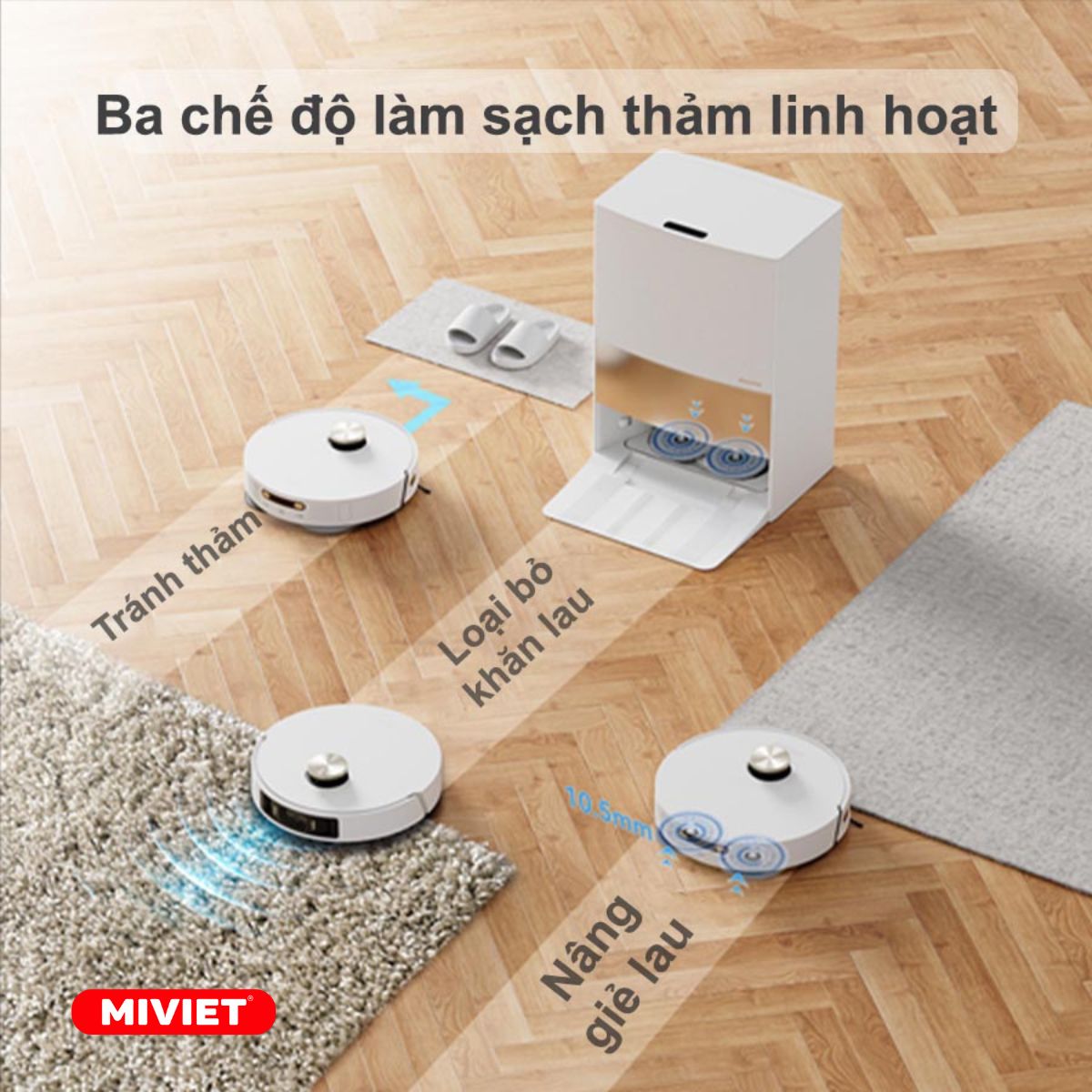 Robot Hút Bụi Lau Nhà Dreame L20 Ultra (Trắng/ Đen) Ba che do lam sach tham