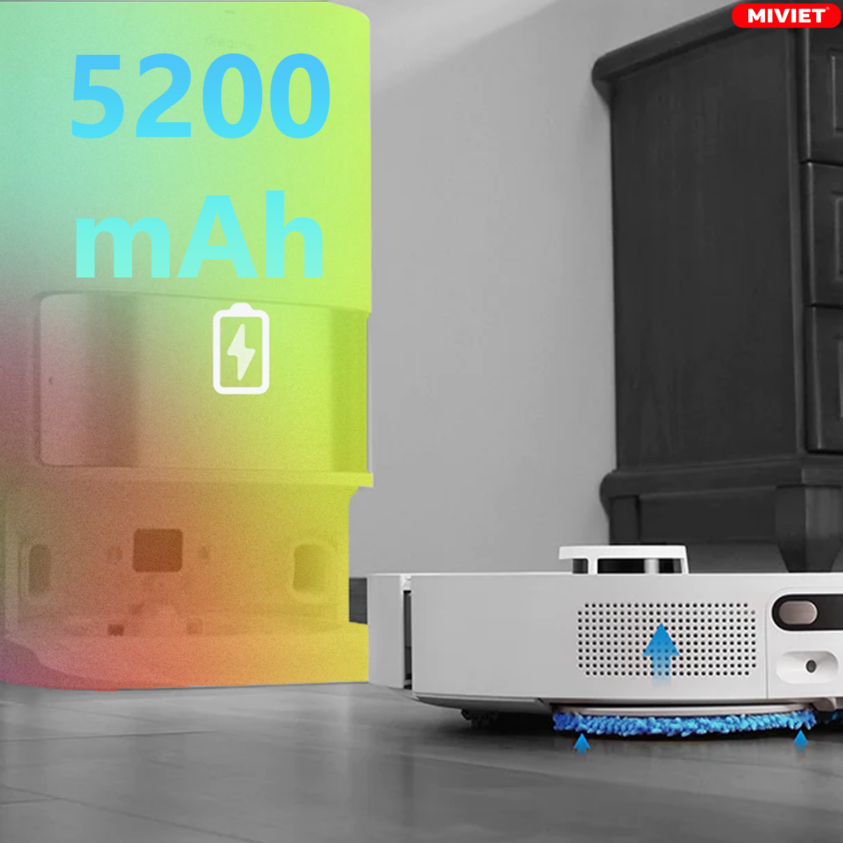 Dung lượng pin 5200 mAh giúp robot hoạt động lâu dài