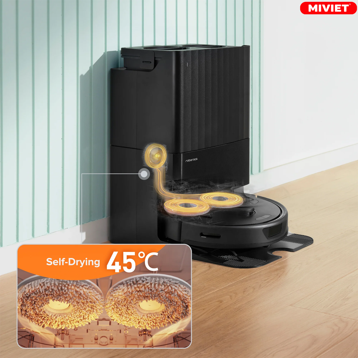 Tính năng sấy khô đệm lau nhà bằng khí nóng 45 độ