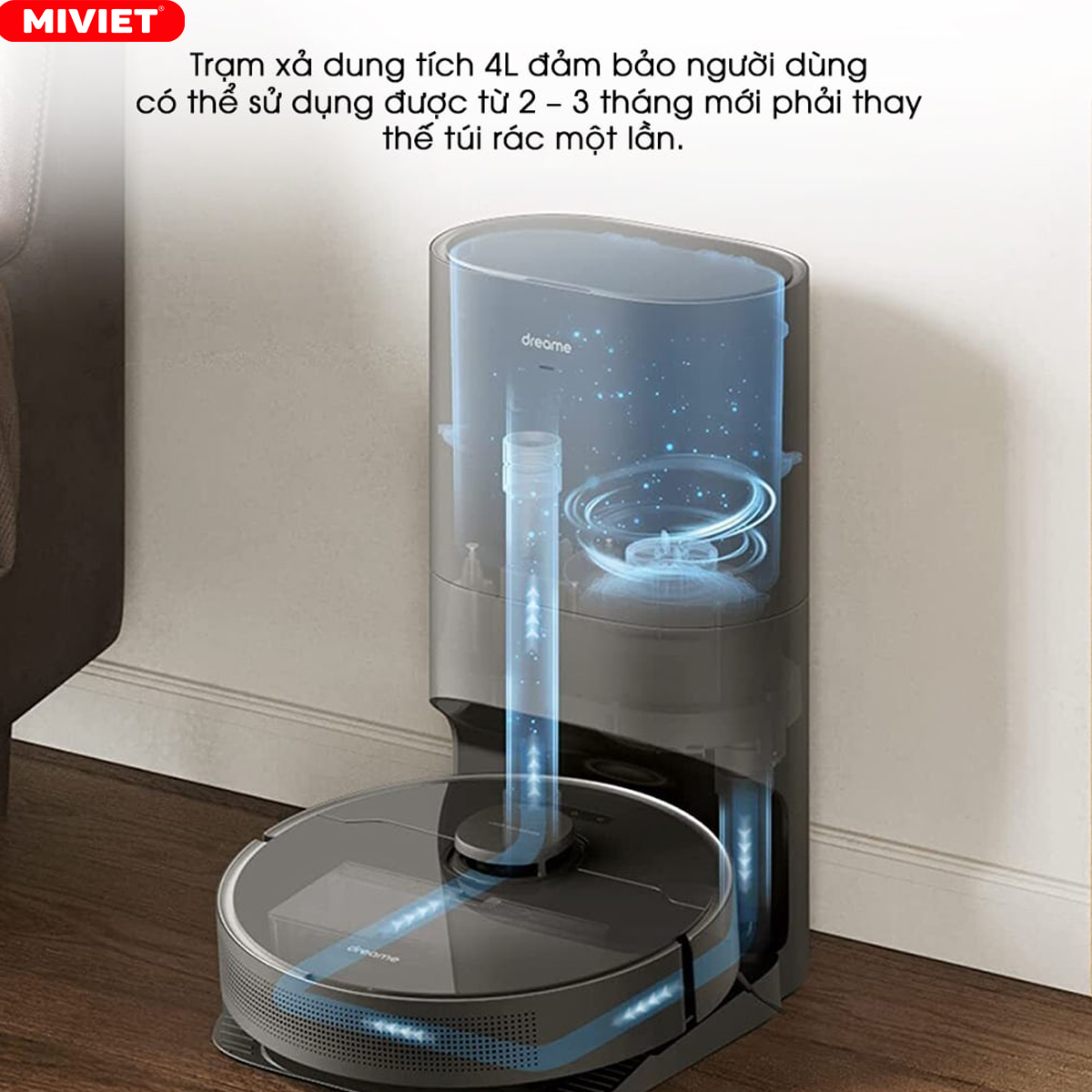 Trạm xả bụi tự động dung tích 4L của Dreame D10s