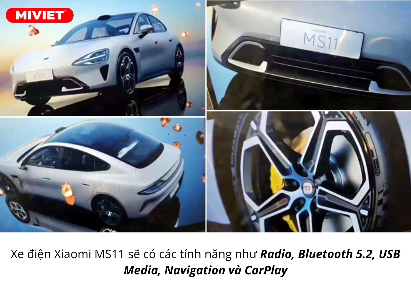 Xe điện Xiaomi MS11 sẽ có các tính năng như Radio, Bluetooth 5.2, USB Media, Navigation và CarPlay