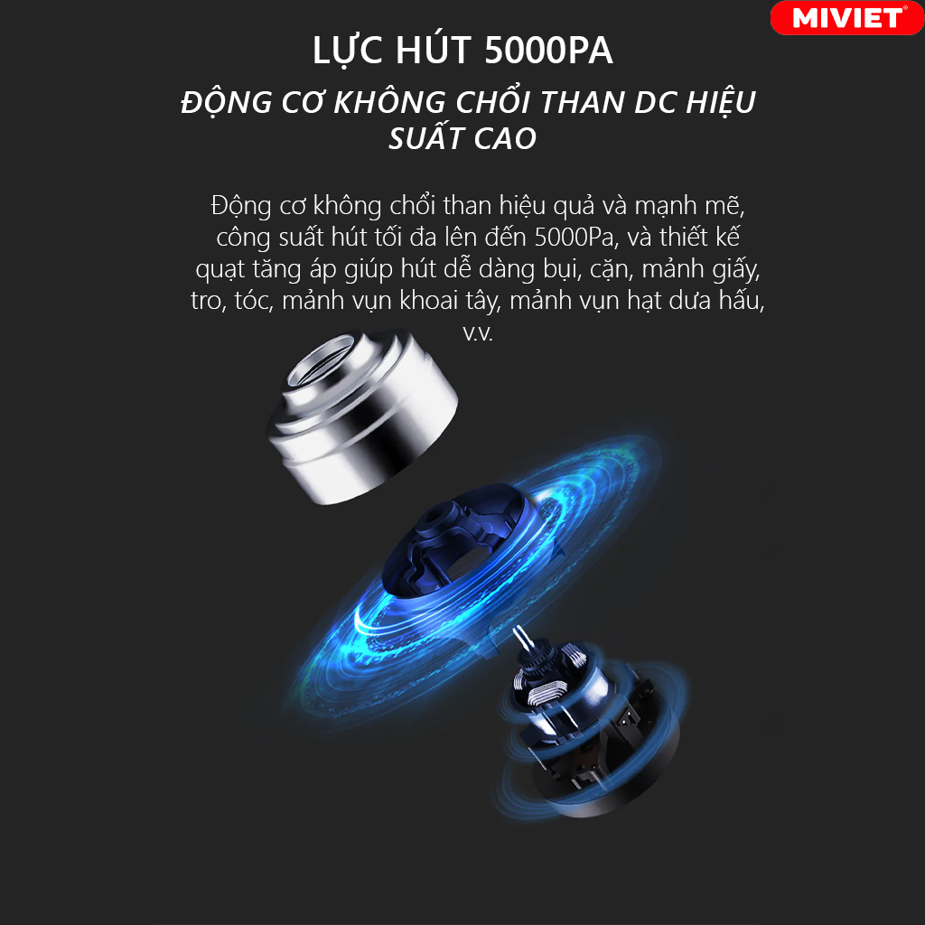 Máy Hút Bụi Cầm Tay Mini Lydsto H1 - Bản Quốc Tế - BH 12 Tháng Động cơ DC mang lại hiệu suất cao