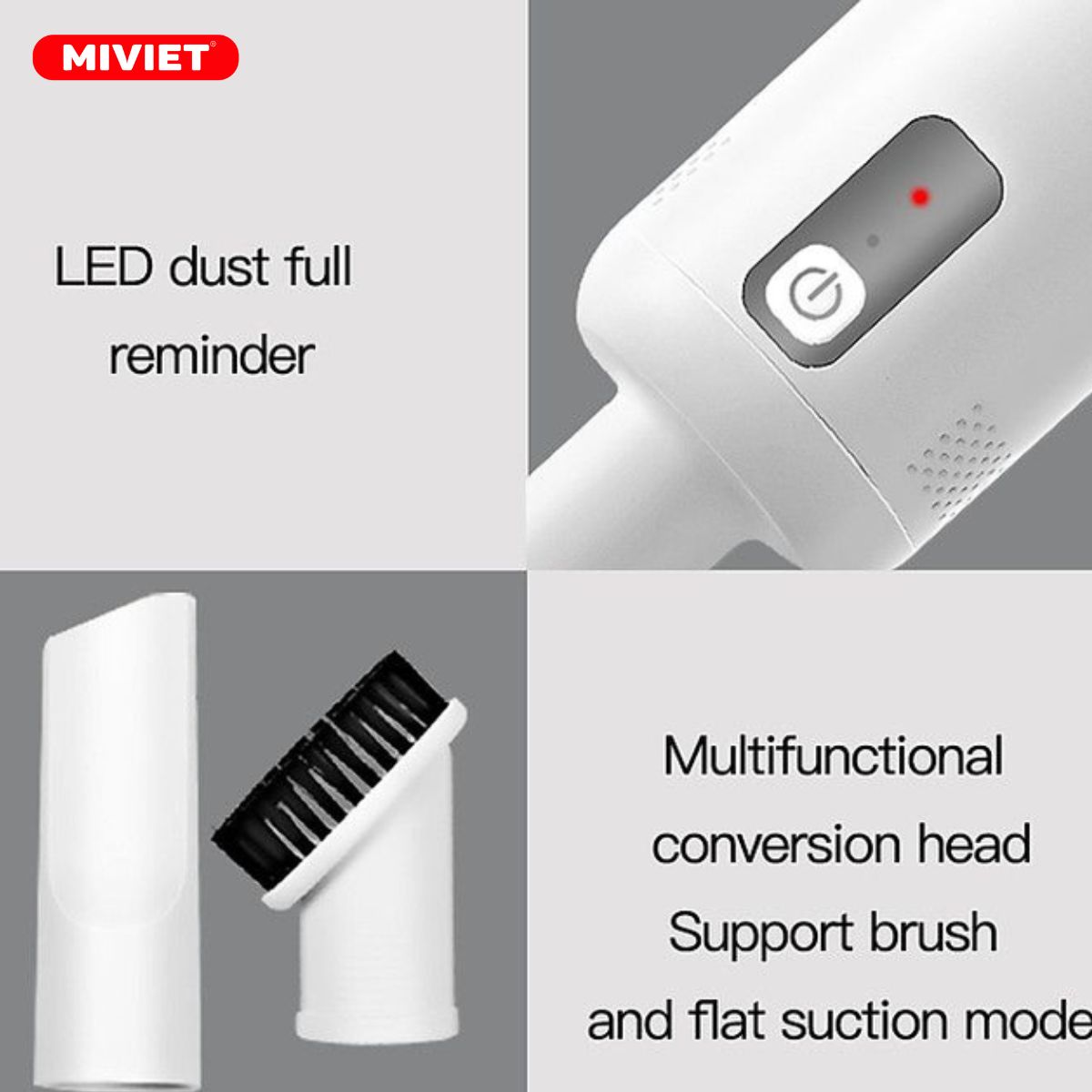 Máy Hút Bụi Cầm Tay Thông Dây LYDSTO H3 - Bản Quốc Tế - BH 12 Tháng Đèn led tích hợp trên đầu hút