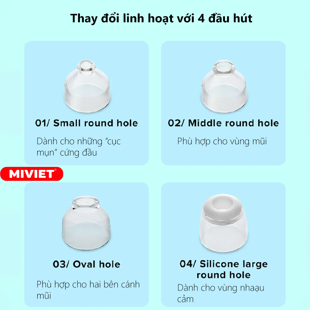 Máy hút mụn đầu đen inFace CF-05E 4 Đầu hút - thay đổi linh hoạt cho từng vùng da khác nhau