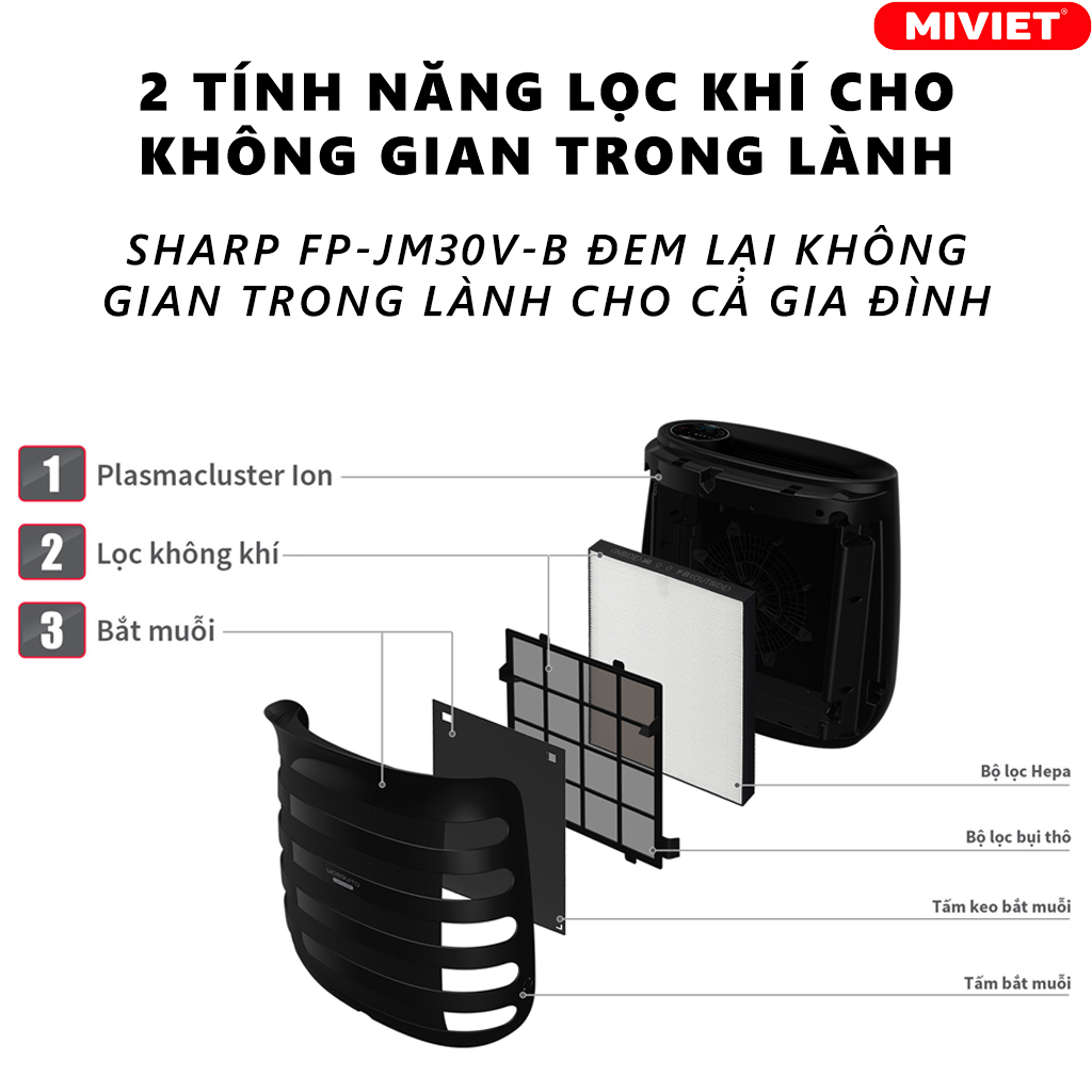 Máy Lọc Không Khí Bắt Muỗi Sharp FP-JM30V-B - BH 12 Tháng Máy lọc không khí Sharp FP-JM30V-B - Giải pháp hoàn hảo cho không gian trong lành