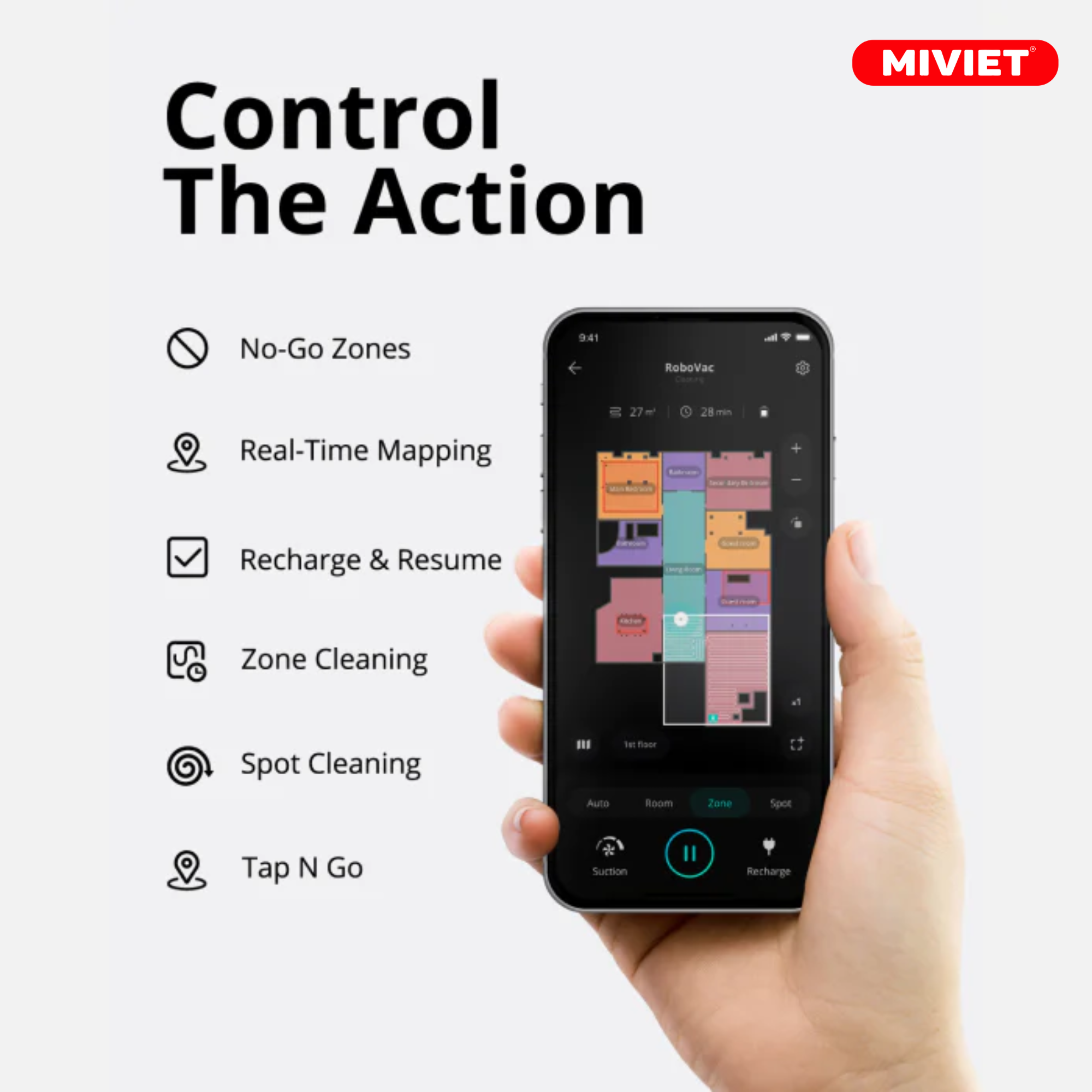 Robot Hút Bụi Lau Nhà Eufy RoboVac X8 Hybrid - Bản Quốc Tế - BH 12 Tháng Điều khiển thuận tiện qua điện thoại của bạn