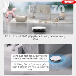 Khả năng làm việc mạnh mẽ -  lực hút đạt tới 1600Pa nhưng độ ồn tối đa chỉ 70db