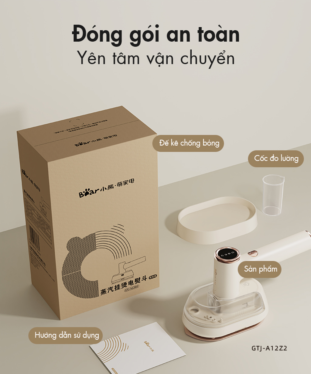 Bàn ủi hơi nước cầm tay đa năng Bear GTJ-A12Z2 - Hàng chính hãng - Tiếng Anh/Việt - BH 18 tháng - Full VAT
