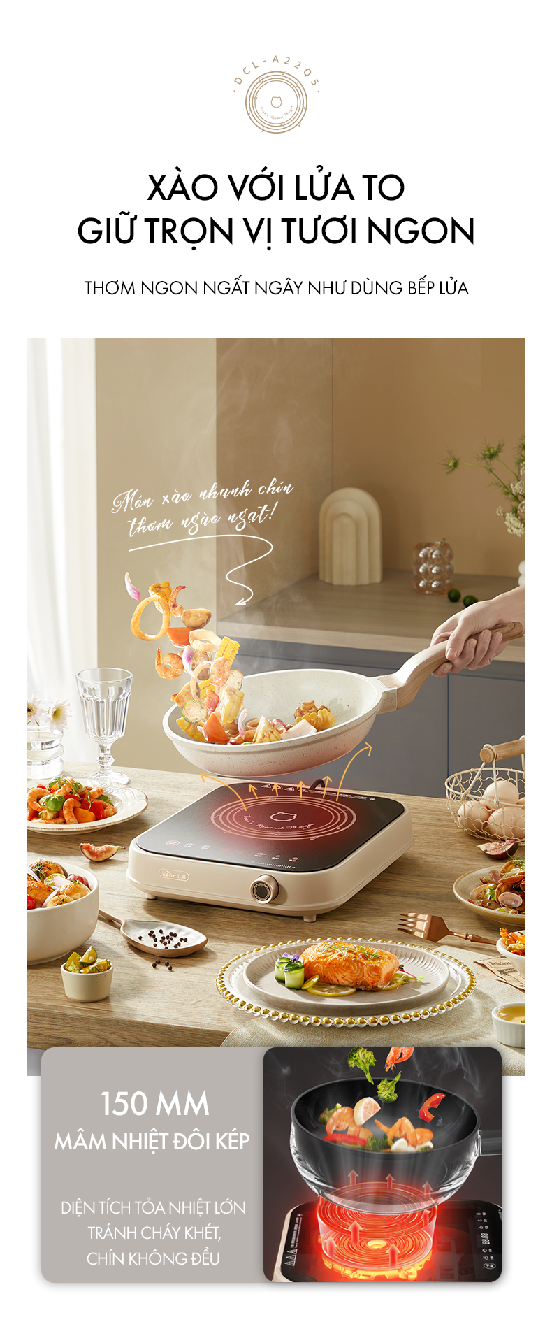 Bếp điện từ Bear (Bếp đơn) DCL-A22Q5 - Hàng chính hãng - Tiếng Anh/Việt - BH 18 Tháng - Full VAT