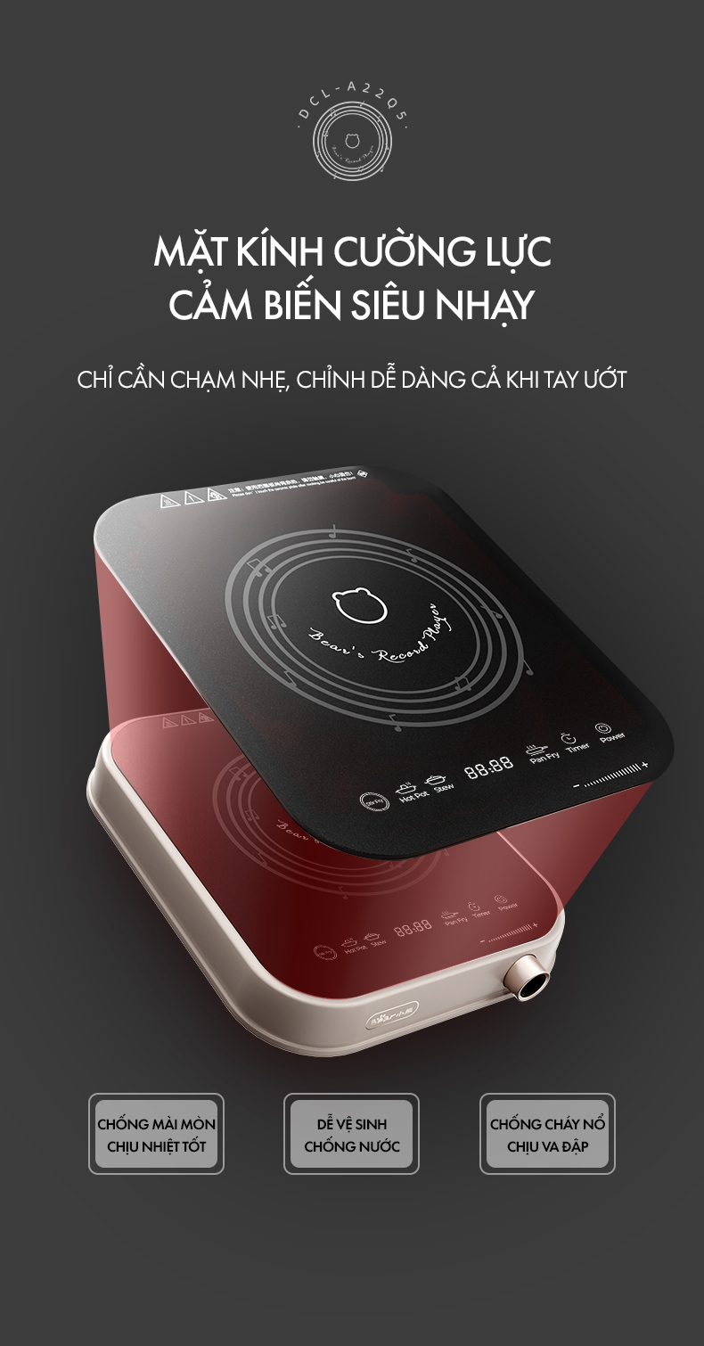 Bếp điện từ Bear (Bếp đơn) DCL-A22Q5 - Hàng chính hãng - Tiếng Anh/Việt - BH 18 Tháng - Full VAT