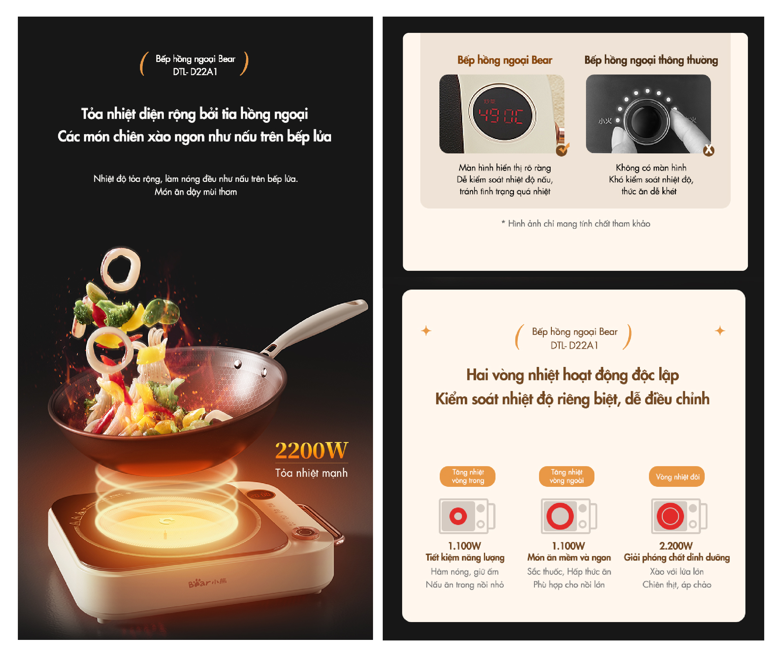 Bếp hồng ngoại cao cấp Bear DTL-D22A1 - Hàng chính hãng - Tiếng Anh/Việt - BH 18 tháng - Full VAT