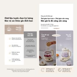 Bình nấu trà đa năng Bear YSH-E15M1 - Hàng chính hãng - Tiếng Anh/Việt - BH 18 tháng - Full VAT