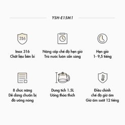 Bình nấu trà đa năng Bear YSH-E15M1 - Hàng chính hãng - Tiếng Anh/Việt - BH 18 tháng - Full VAT