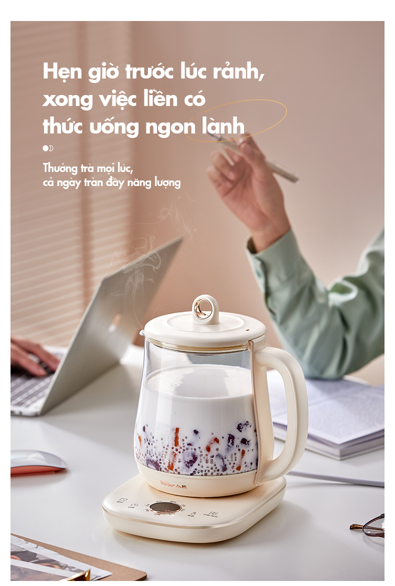 Bình nấu trà đa năng Bear YSH-E15M1 - Hàng chính hãng - Tiếng Anh/Việt - BH 18 tháng - Full VAT