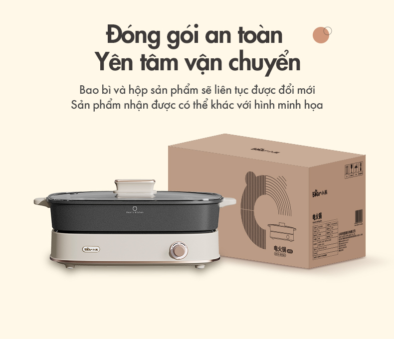 Nồi lẩu hai ngăn Bear DHG-D65A1 - Hàng chính hãng - Tiếng Anh/Việt - BH 18 tháng - Full VAT