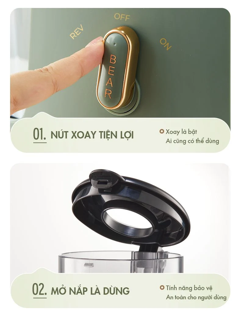 Máy ép chậm đa năng Bear YZJ-D01Y6 - Hàng chính hãng - Tiếng Anh/Việt - BH 18 tháng - Full VAT