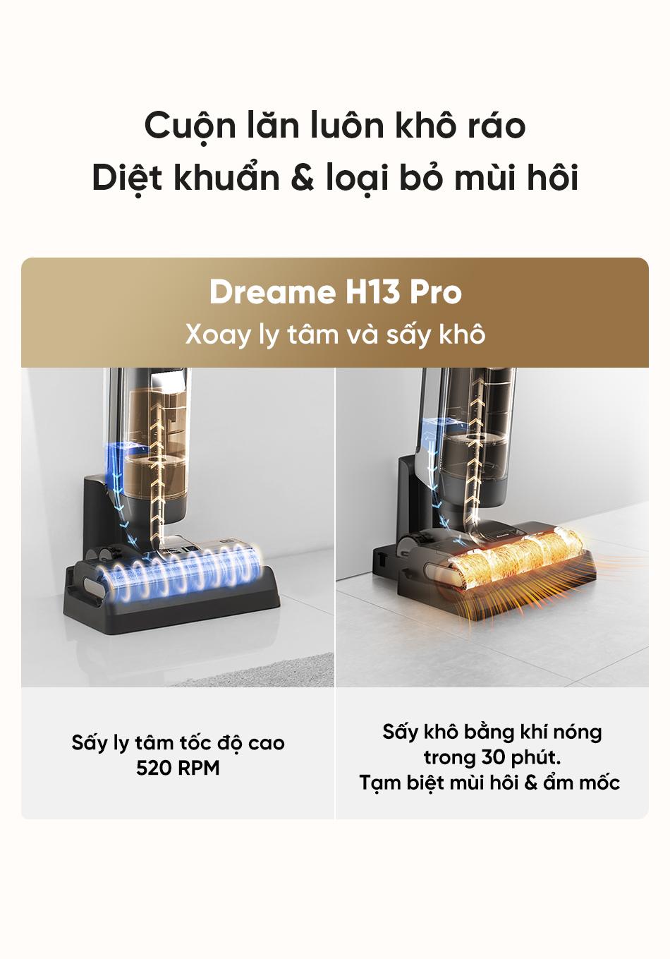 Máy hút bụi lau nhà không dây - Khô và ướt Dreame H13 Pro - Chính hãng