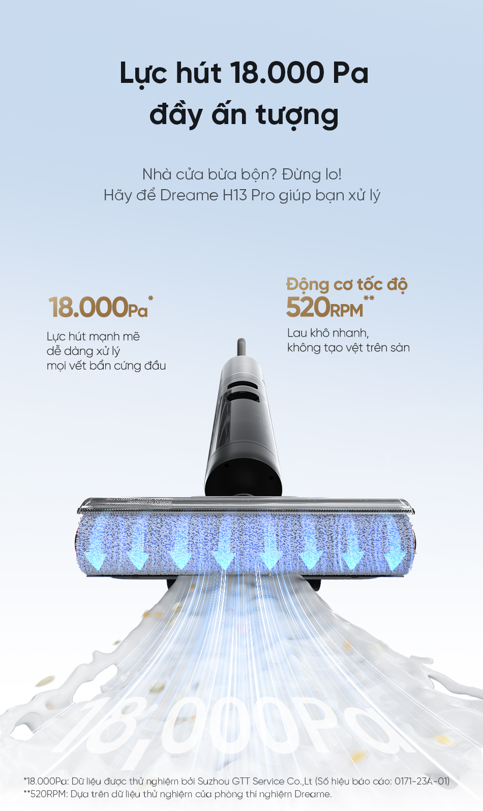 Máy hút bụi lau nhà không dây - Khô và ướt Dreame H13 Pro - Chính hãng