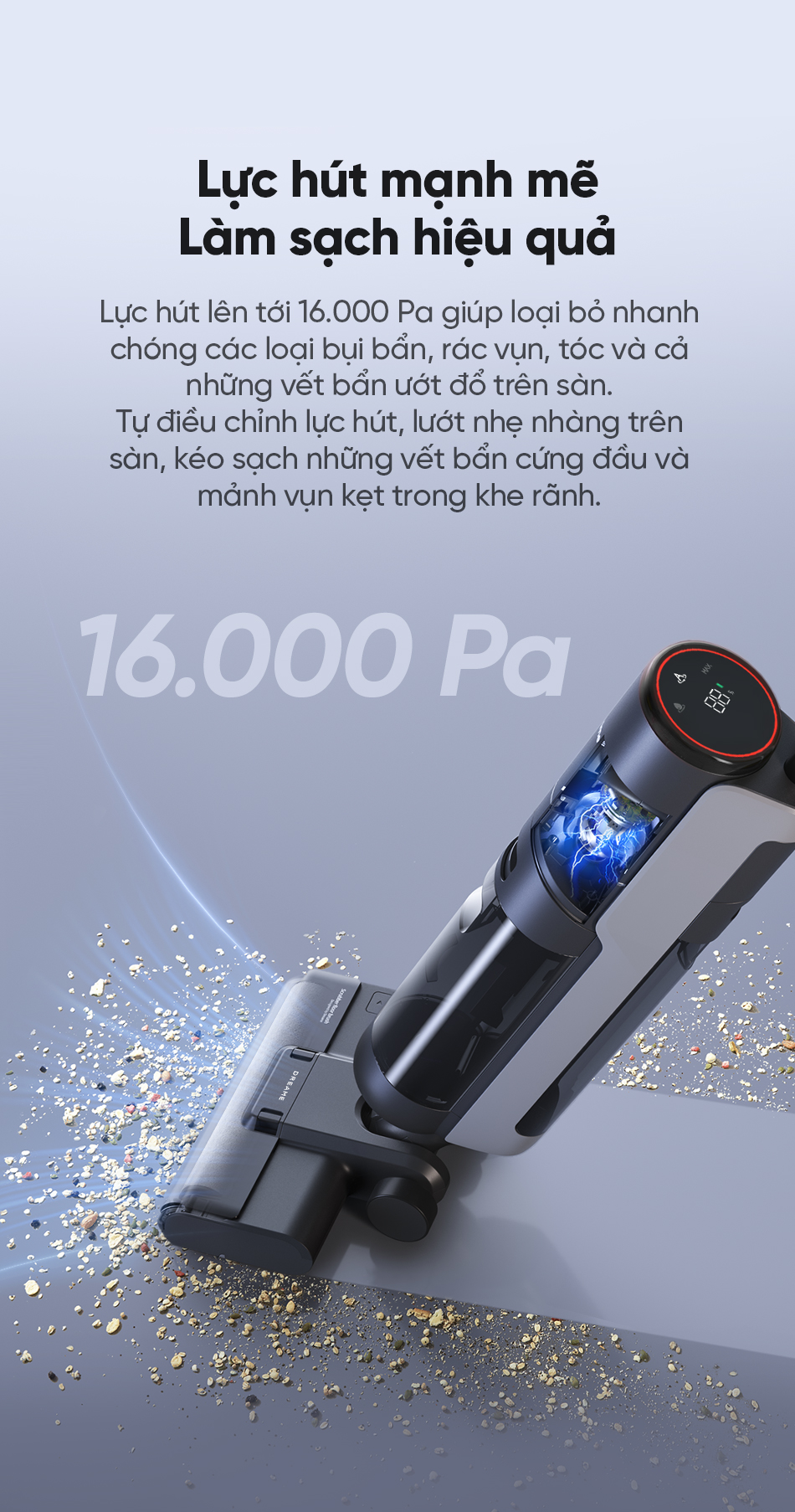 Máy hút bụi lau nhà không dây - Khô và ướt Dreame H12S AE