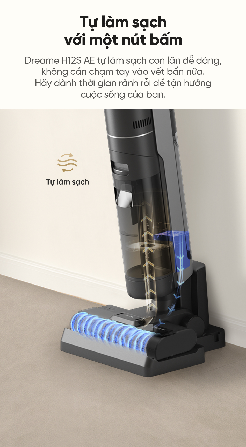 Máy hút bụi lau nhà không dây - Khô và ướt Dreame H12S AE