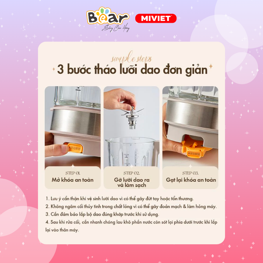 Máy làm sữa hạt đa năng Bear PBJ-D08T1 - Hàng chính hãng - Tiếng Anh/Việt - BH 18 tháng - Full Vat Máy làm sữa hạt đa năng Bear PBJ-D08T1 - Hàng chính hãng - Tiếng Anh/Việt - BH 18 tháng - Full Vat - Ảnh 9