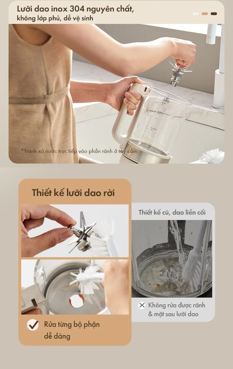 Máy làm sữa hạt đa năng Bear PBJ-D08T1 - Hàng chính hãng - Tiếng Anh/Việt - BH 18 tháng - Full Vat