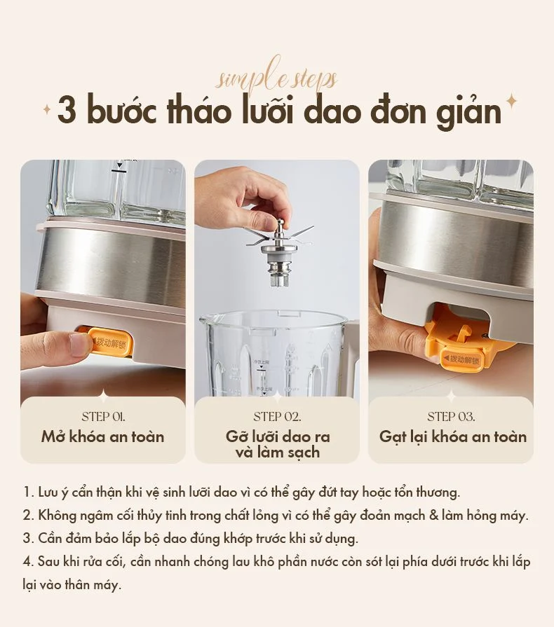 Máy làm sữa hạt đa năng Bear PBJ-D08T1 - Hàng chính hãng - Tiếng Anh/Việt - BH 18 tháng - Full Vat