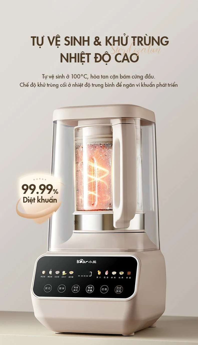Máy làm sữa hạt đa năng Bear PBJ-D08T1 - Hàng chính hãng - Tiếng Anh/Việt - BH 18 tháng - Full Vat