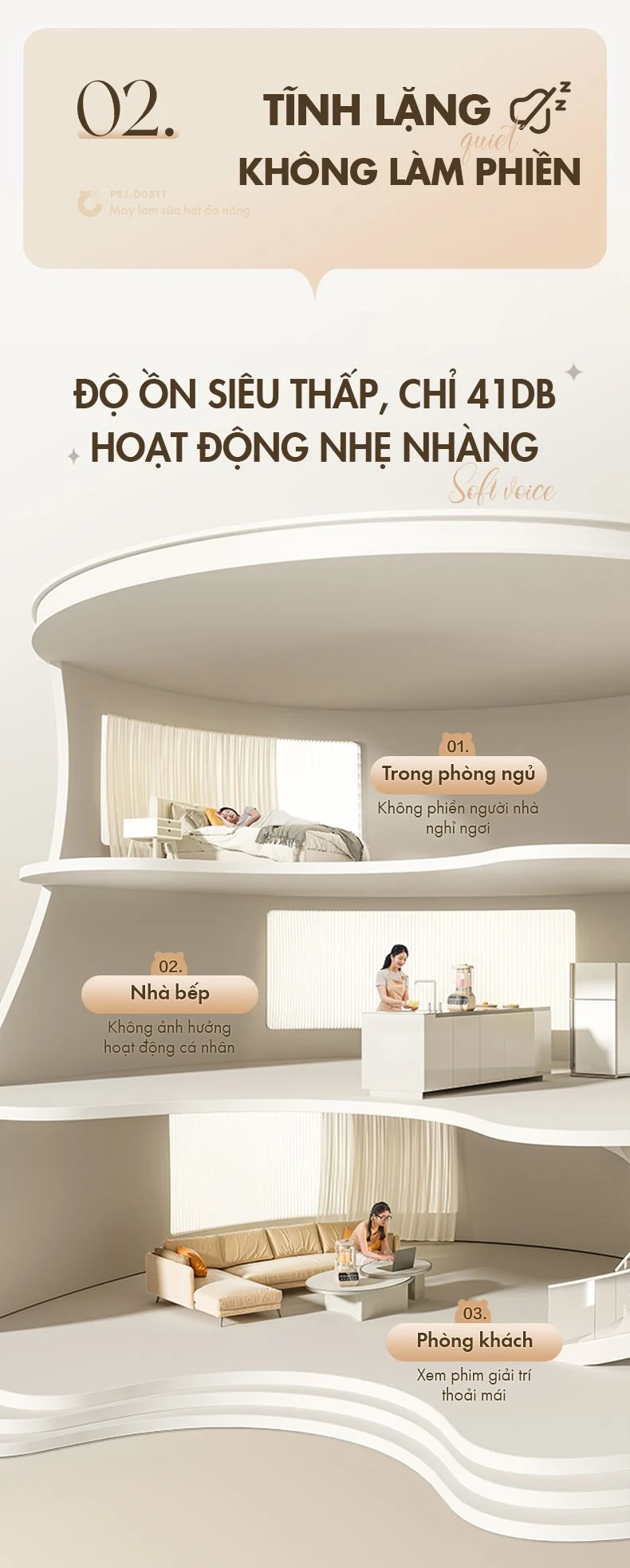 Máy làm sữa hạt đa năng Bear PBJ-D08T1 - Hàng chính hãng - Tiếng Anh/Việt - BH 18 tháng - Full Vat