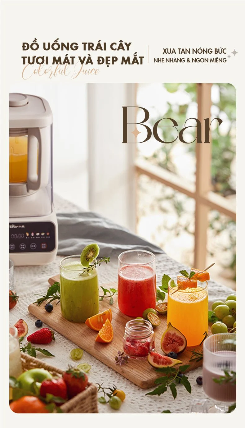 Máy làm sữa hạt đa năng Bear PBJ-D08T1 - Hàng chính hãng - Tiếng Anh/Việt - BH 18 tháng - Full Vat