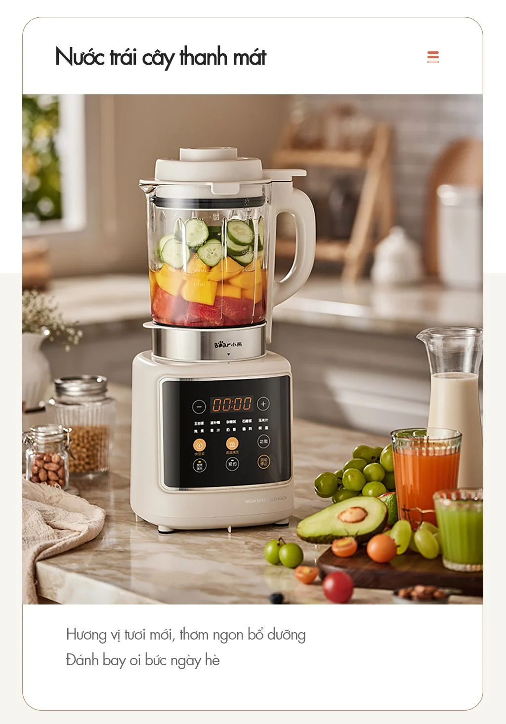 Máy làm sữa hạt đa năng Bear PBJ-D10T1 (Dung tích 1,75 lít) - Hàng chính hãng - Tiếng Anh/Việt - BH 18 tháng - Full VAT