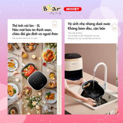 Nồi chiên không dầu Bear QZG-F15E3 - Dung tích 5L - Hàng chính hãng - Tiếng Anh/Việt - BH 18 tháng - Full VAT