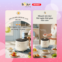 Nồi cơm điện mini Bear DFB-C16K1 (1,6 lít) - Hàng chính hãng - Tiếng Anh/Việt - BH 18 tháng - Full VAT