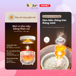 Nồi cơm điện mini Bear DFB-C16K1 (1,6 lít) - Hàng chính hãng - Tiếng Anh/Việt - BH 18 tháng - Full VAT