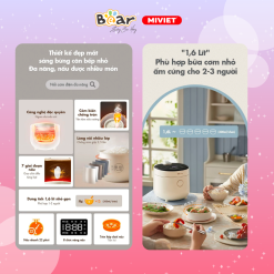 Nồi cơm điện mini Bear DFB-C16K1 (1,6 lít) - Hàng chính hãng - Tiếng Anh/Việt - BH 18 tháng - Full VAT