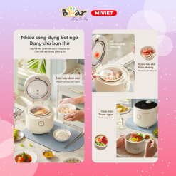 Nồi cơm điện mini Bear DFB-C16K1 (1,6 lít) - Hàng chính hãng - Tiếng Anh/Việt - BH 18 tháng - Full VAT