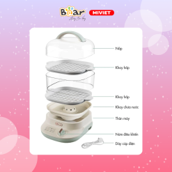 Nồi hấp thức ăn Bear DZG-C60Q8 - Dung tích 6L - Hàng chính hãng - Tiếng Anh/Việt - BH 18 tháng - Full VAT