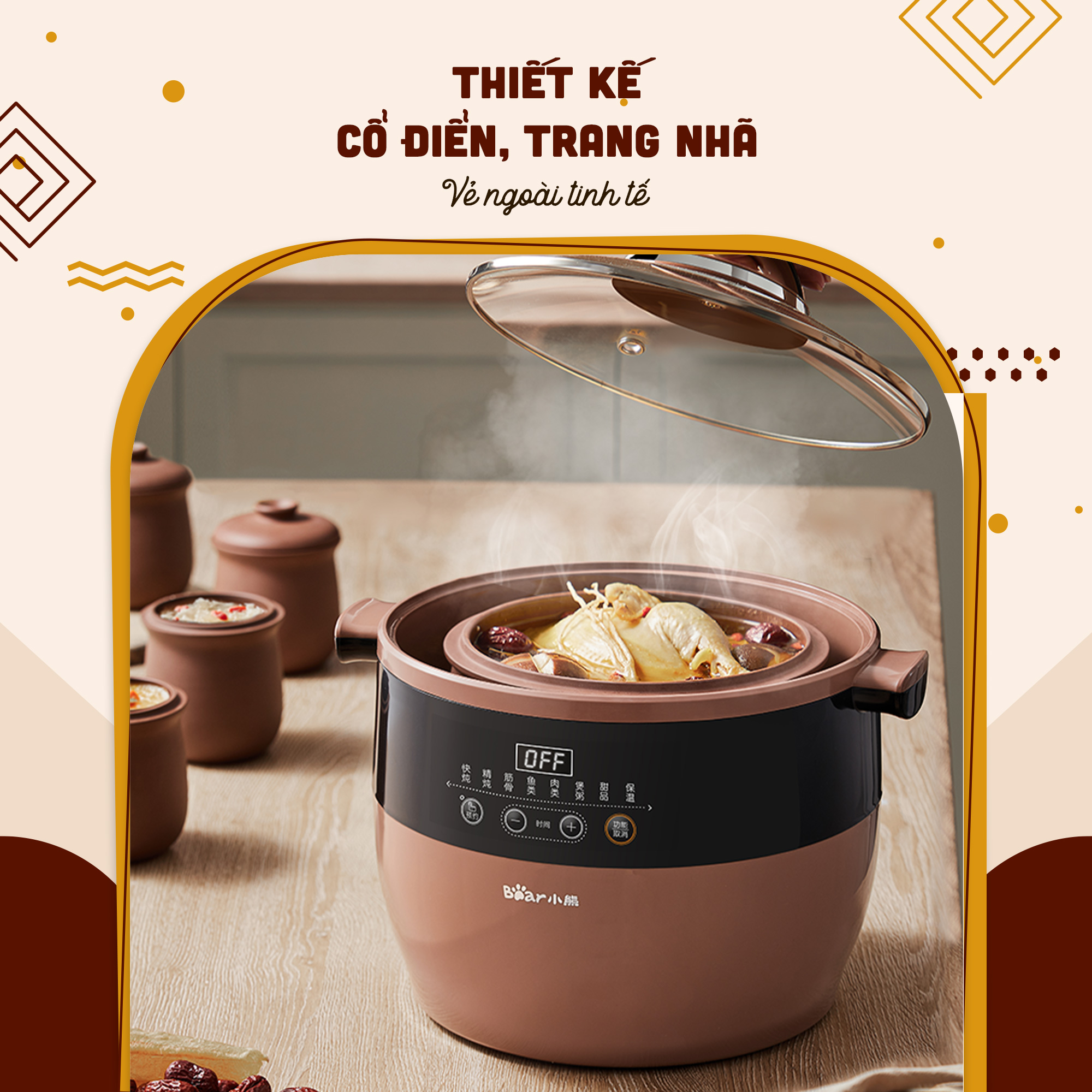 Nồi nấu chậm Bear DDZ-B45Z1 - Dung tích 4.5L - Hàng chính hãng - Tiếng Anh/Việt - BH 18 tháng - Full VAT Nồi nấu chậm Bear DDZ-B45Z1 - Dung tích 4.5L - Hàng chính hãng - Tiếng Anh/Việt - BH 18 tháng - Full VAT - Ảnh 3