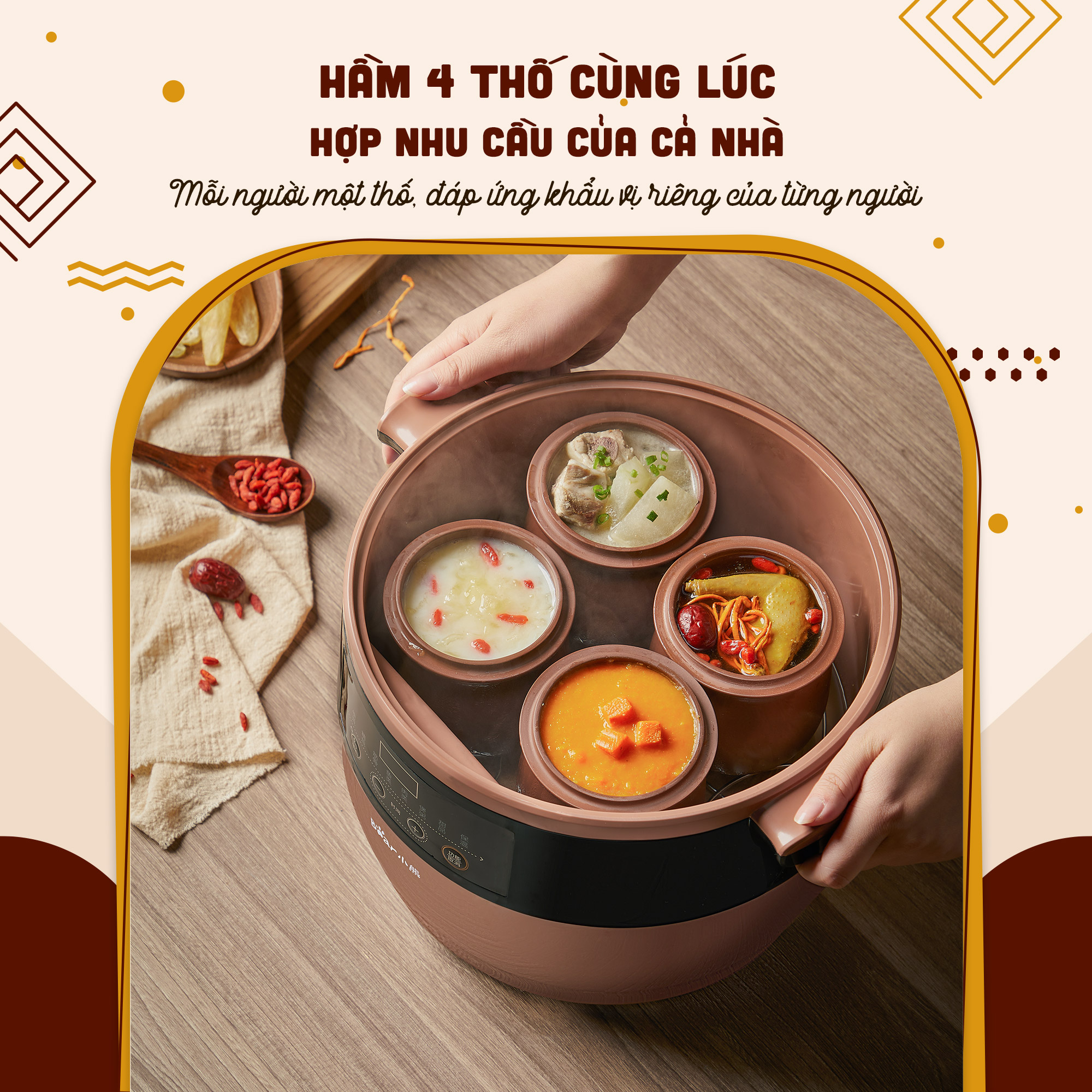 Nồi nấu chậm Bear DDZ-B45Z1 - Dung tích 4.5L - Hàng chính hãng - Tiếng Anh/Việt - BH 18 tháng - Full VAT Nồi nấu chậm Bear DDZ-B45Z1 - Dung tích 4.5L - Hàng chính hãng - Tiếng Anh/Việt - BH 18 tháng - Full VAT - Ảnh 6