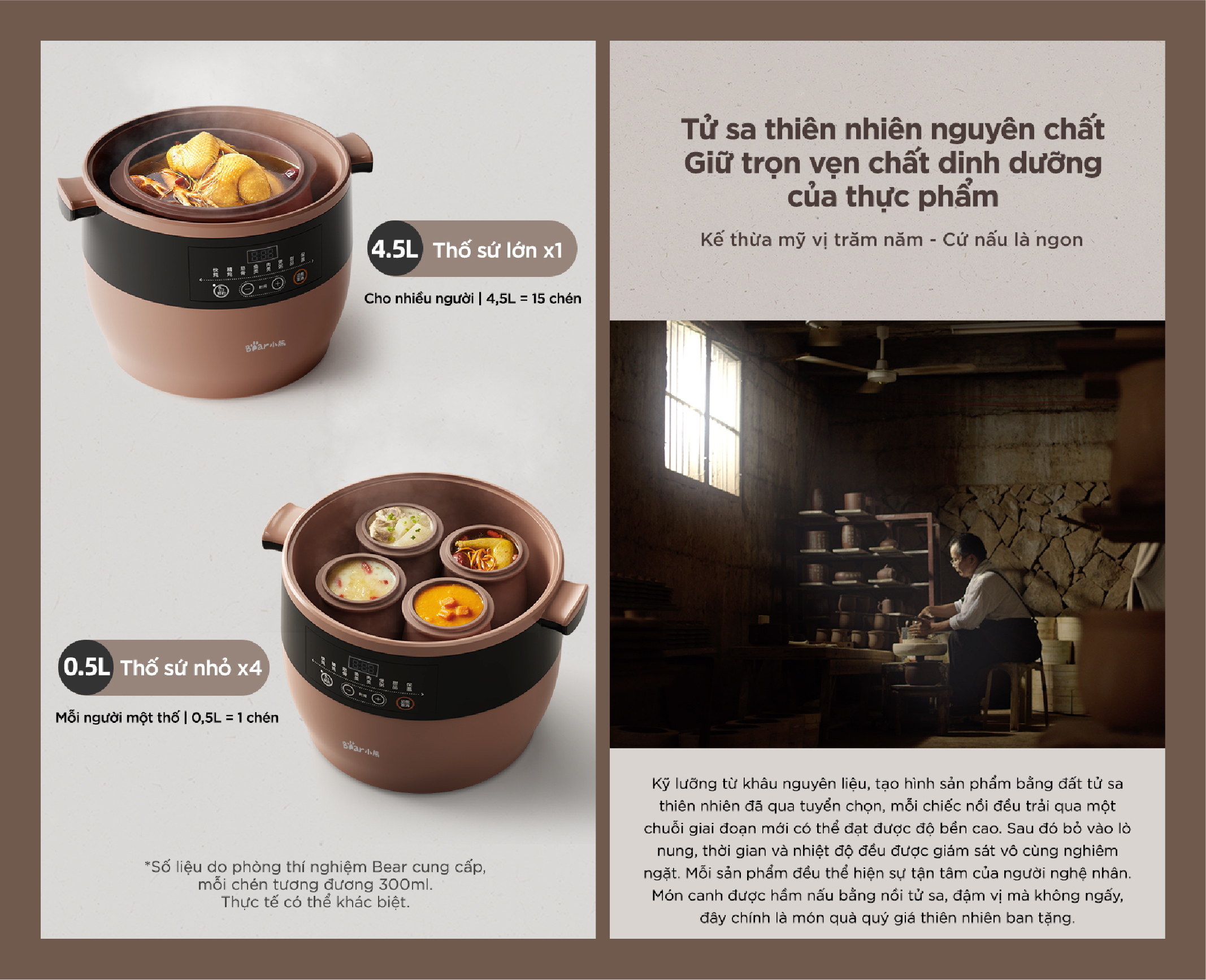Nồi nấu chậm Bear DDZ-B45Z1 - Dung tích 4.5L - Hàng chính hãng - Tiếng Anh/Việt - BH 18 tháng - Full VAT