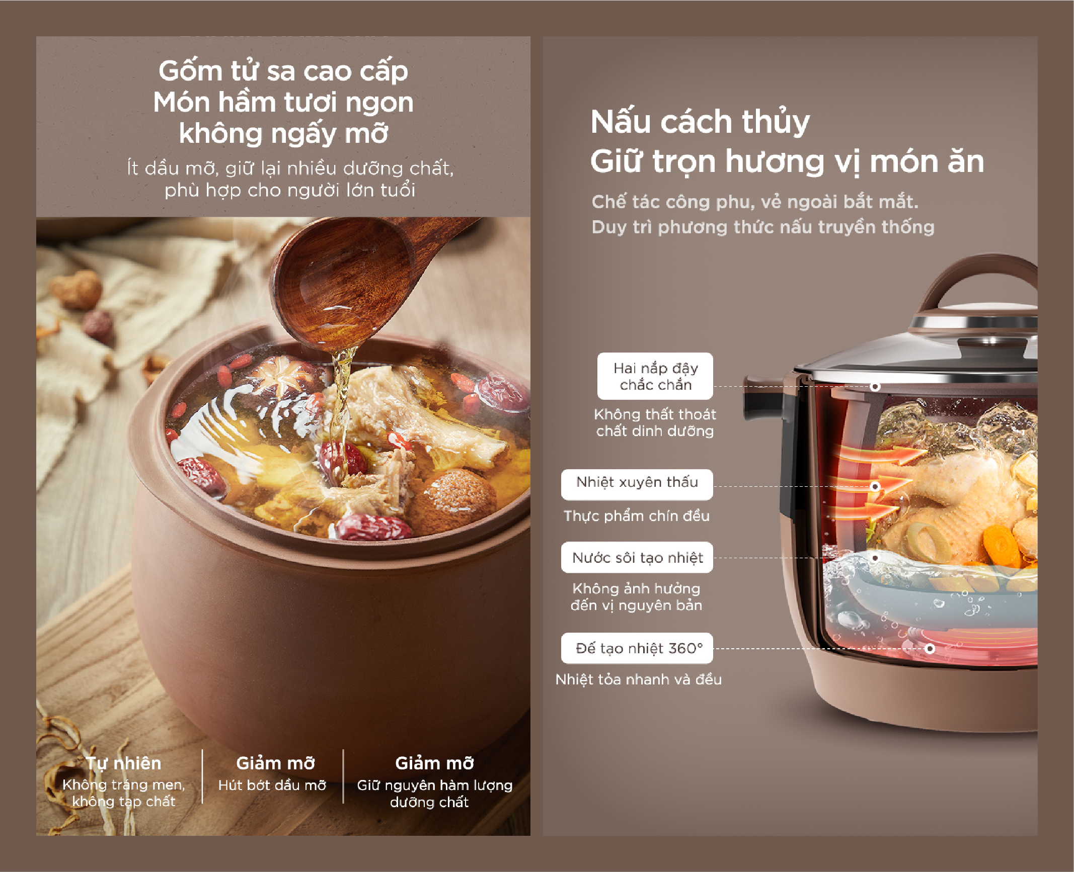 Nồi nấu chậm Bear DDZ-B45Z1 - Dung tích 4.5L - Hàng chính hãng - Tiếng Anh/Việt - BH 18 tháng - Full VAT