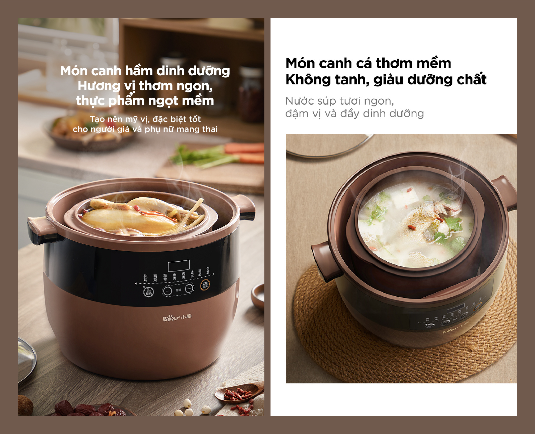Nồi nấu chậm Bear DDZ-B45Z1 - Dung tích 4.5L - Hàng chính hãng - Tiếng Anh/Việt - BH 18 tháng - Full VAT