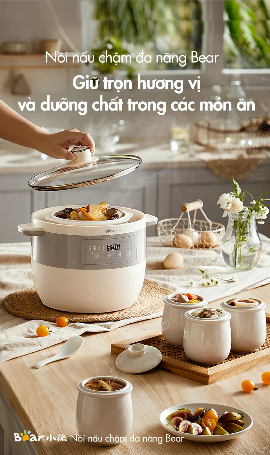 Nồi nấu chậm đa năng Bear DDZ-B25Q3 - Hàng chính hãng - Tiếng Anh/Việt - BH 18 tháng - Full Vat
