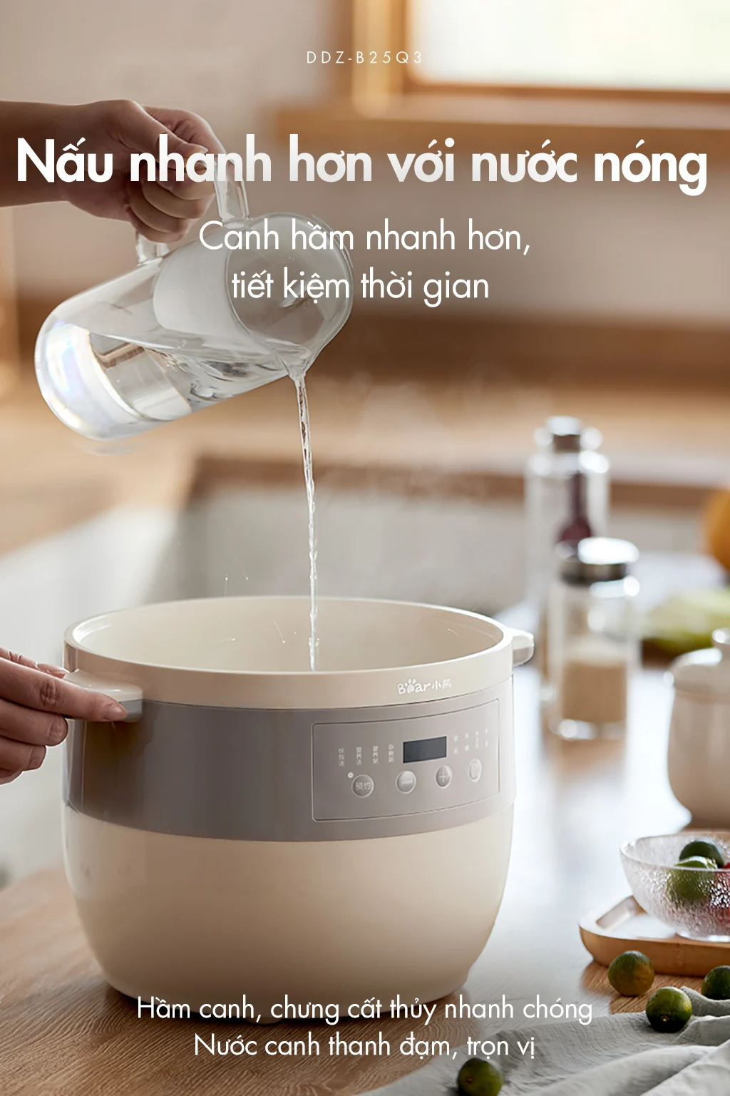 Nồi nấu chậm đa năng Bear DDZ-B25Q3 - Hàng chính hãng - Tiếng Anh/Việt - BH 18 tháng - Full Vat