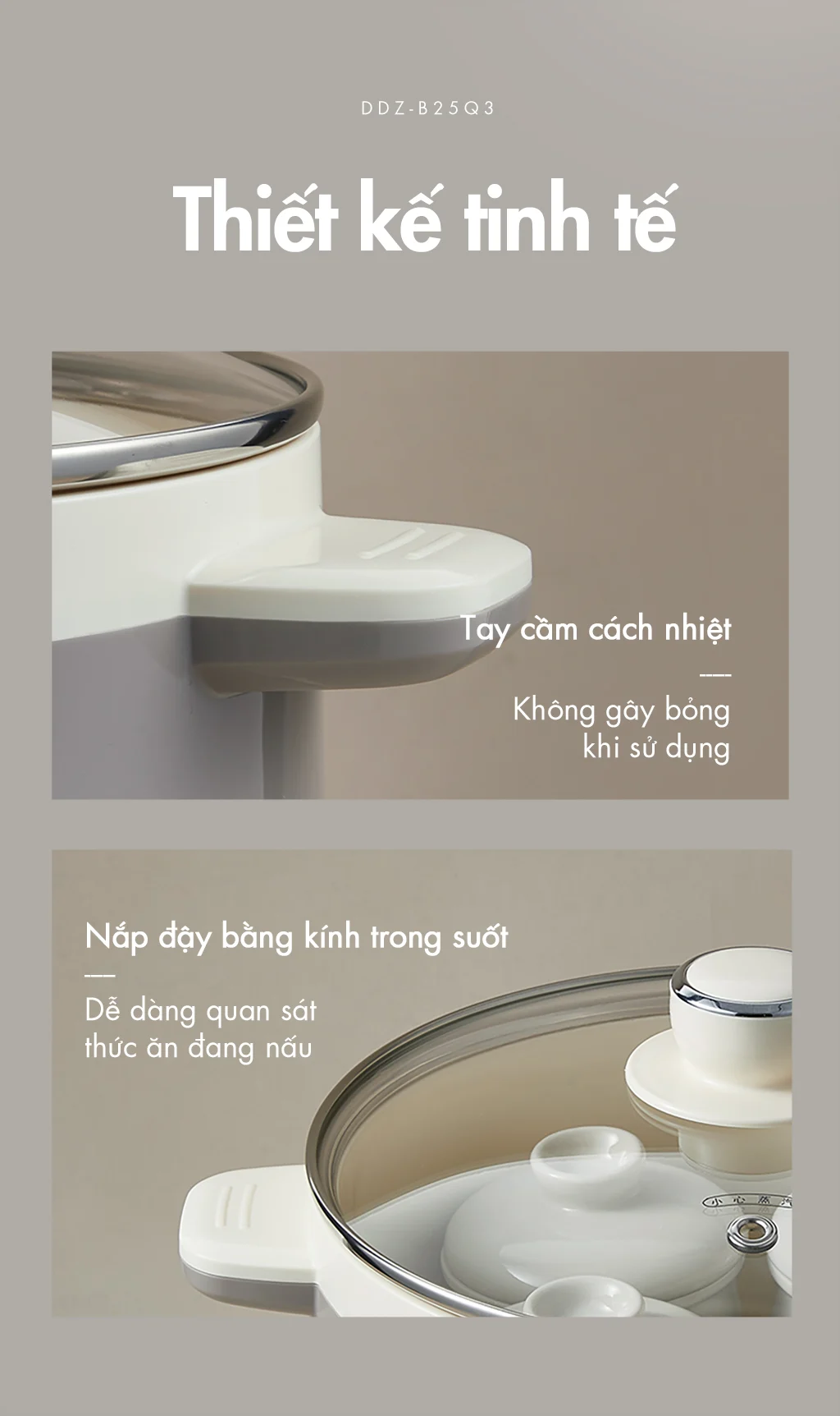 Nồi nấu chậm đa năng Bear DDZ-B25Q3 - Hàng chính hãng - Tiếng Anh/Việt - BH 18 tháng - Full Vat