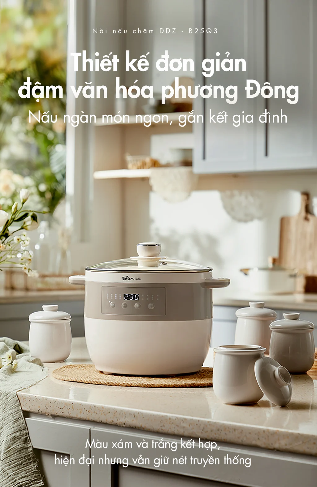 Nồi nấu chậm đa năng Bear DDZ-B25Q3 - Hàng chính hãng - Tiếng Anh/Việt - BH 18 tháng - Full Vat
